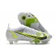 Nike Mercurial Vapor 14 Elite SG Silver Safari - Vit Svart Silver Neon