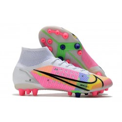 Fotbollsskor Nike Mercurial Superfly 8 Elite AG Dragonfly - Vit Silver Mörklila LIMITED EDITION