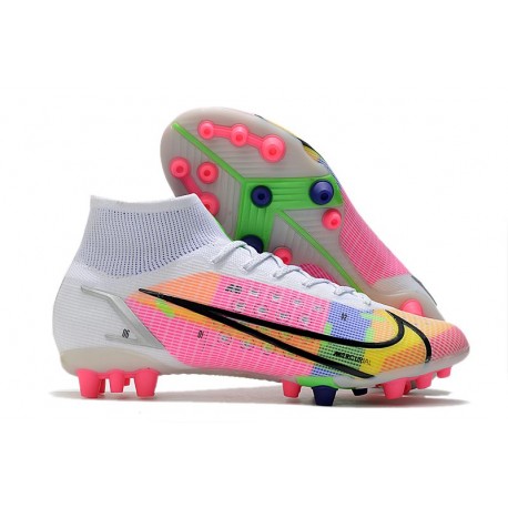 Fotbollsskor Nike Mercurial Superfly 8 Elite AG Dragonfly - Vit Silver Mörklila LIMITED EDITION