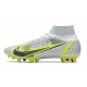 Fotbollsskor Nike Mercurial Superfly 8 Elite AG Silver Safari - Vit Svart Silver Neon