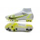 Fotbollsskor Nike Mercurial Superfly 8 Elite AG Silver Safari - Vit Svart Silver Neon