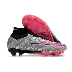 Nike Zoom Mercurial Superfly 9 Elite AG Silver Rosa Svart