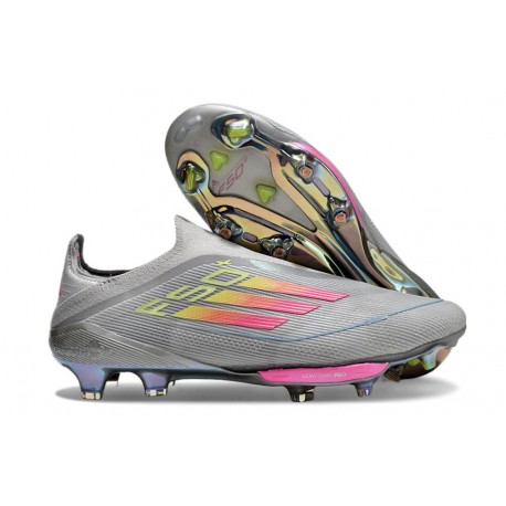 Fotbollsskor adidas F50+ Snörlösa Elite FG Grå Rosa Gul