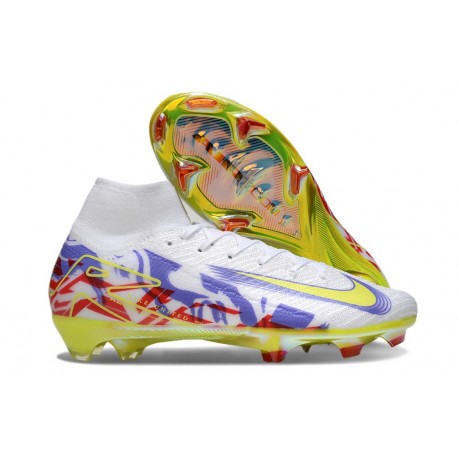 Nike Air Zoom Mercurial Superfly 10 Elite FG Vit Gul Lila Röd