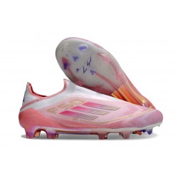 adidas F50 Elite Snörlös FG Rosa Vit