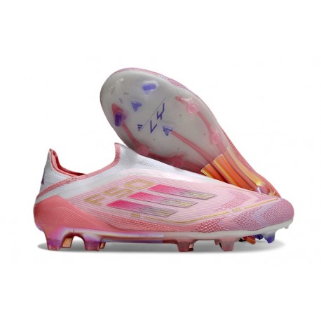 adidas F50 Elite Snörlös FG Rosa Vit
