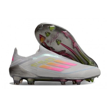 adidas F50 Elite Snörlös FG Grå Rosa