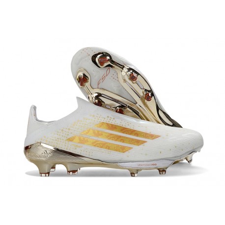 Fotbollsskor adidas F50+ Snörlösa Elite FG Vit Guld
